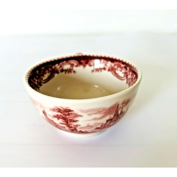 Vintage Red Transferware Cup & Saucer Victorian Ironstone Cranberry Toile Set 6 - Picture 8 of 8